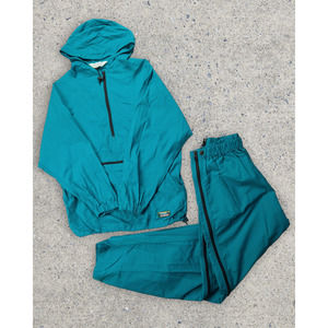 Vintage LL Bean Teal Anorak Windbreaker Swishy Tracksuit Size M